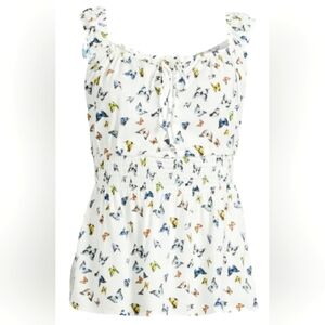 A No Boundaries Butterfly Print White Top